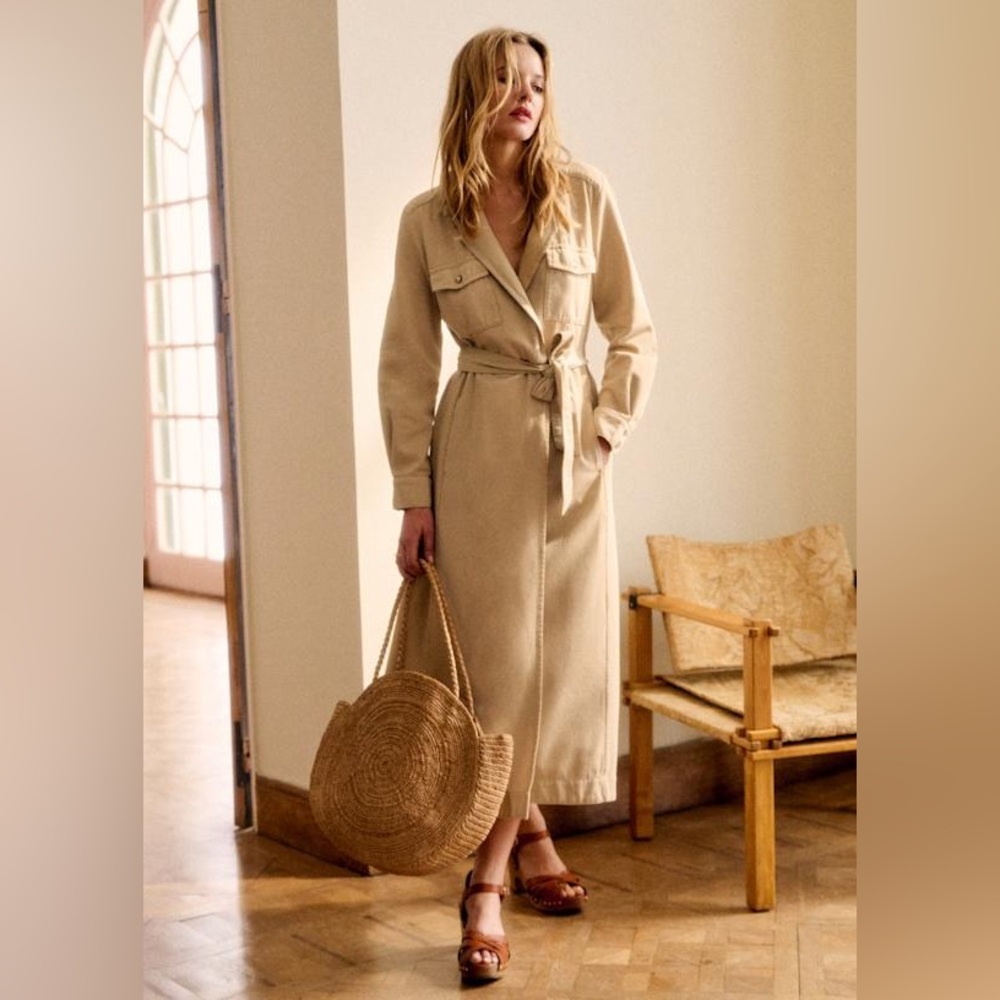 Sezane Filomena Cotton Safari Dress FR40 US8